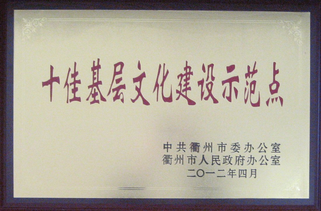 十佳基层文化建设示范点牌匾